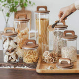 Borosilicate Glassware With Bamboo Air Tight Lid 3pcs Storage Jars