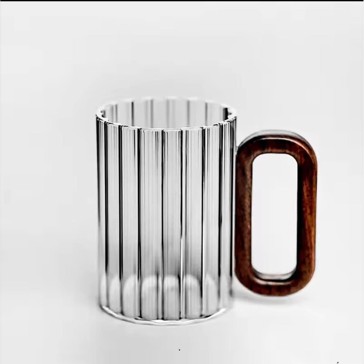 Ribbed Borosilicate Glass Mugs – 6pcs | Heat Resistant & Microwave Safe | 350ml