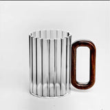 Ribbed Borosilicate Glass Mugs – 6pcs | Heat Resistant & Microwave Safe | 350ml