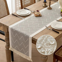 Braided Cotton Linen Table Runner – 35x210cm Elegant Dining Table Decor Dinner set Table Runners