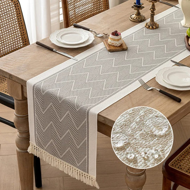 Braided Cotton Linen Table Runner – 35x210cm Elegant Dining Table Decor