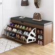 Bucket Flip Shoe Rack with Storage Organizer & Leathered Seat 100x50x30cm Ideal For Entryways Bedroom & Closets Entryway Storage Shoe Organizers