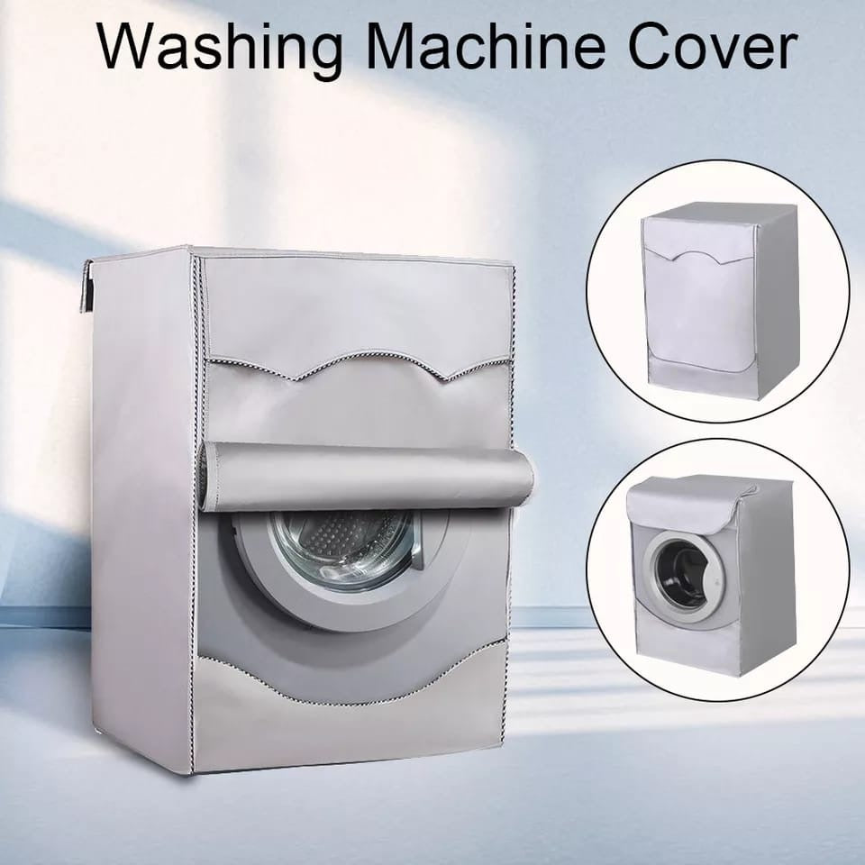 Front Load Washing Machine Cover – Grey/Silver – Fits Up to 12kg (Zippered)