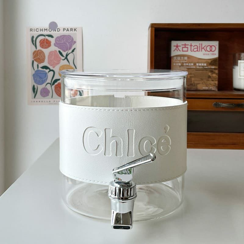 Chlce Juice Dispenser 2.3L Glass Jug with Acrylic Lid Heat Resistant & Airtight with Filter & Faucet