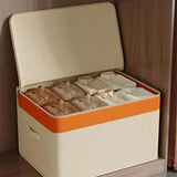 Canvas Quilt Clothing Storage Organizer Foldable with Zipper Storage and organization Household Storage Bags