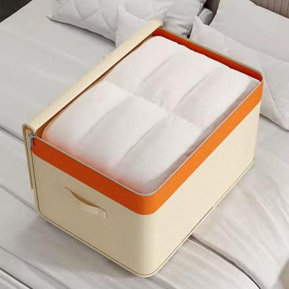 Canvas Quilt Clothing Storage Organizer Foldable with Zipper Storage and organization Household Storage Bags