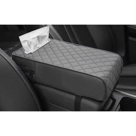 Car Armrest with Tissue Storage Universal Pad & Protective Cushion Support Multifunctional Booster Pad (Black, Grey, Brown, Beige)