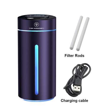Car Humidifier Rechargeable Dual Spray Intelligent Aromatherapy Mist Sprayer 400ml Humidifier & Perfume Diffuser (Black, Red, Purple)