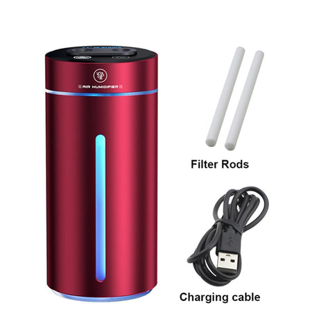 Car Humidifier Rechargeable Dual Spray Intelligent Aromatherapy Mist Sprayer 400ml Humidifier & Perfume Diffuser (Black, Red, Purple)