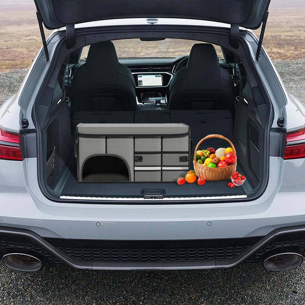 Car Trunk Foldable Storage Box Large Capacity Multi Tool & Cargo Organizer (60cm x 35cm x 30cm) Black Grey Beige