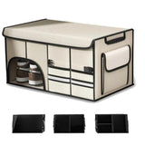 Car Trunk Foldable Storage Box Large Capacity Multi Tool & Cargo Organizer (60cm x 35cm x 30cm) Black Grey Beige
