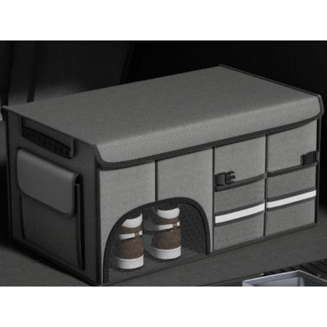 Car Trunk Foldable Storage Box Large Capacity Multi Tool & Cargo Organizer (60cm x 35cm x 30cm) Black Grey Beige