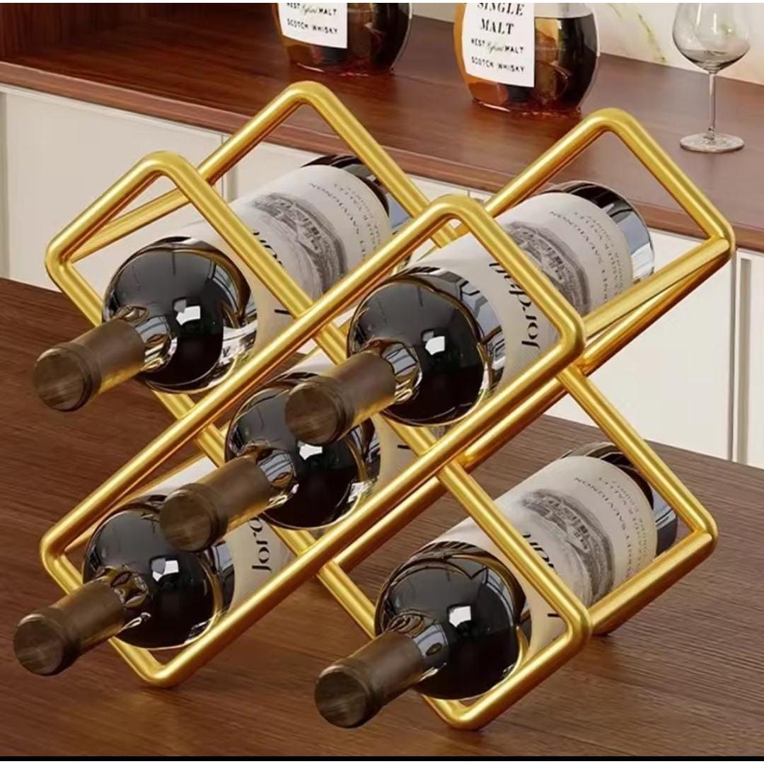 Carbon Metal 5-Slot Wine Holder in Black and Gold