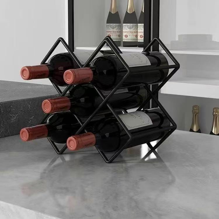 Carbon Metal 5-Slot Wine Holder in Black and Gold