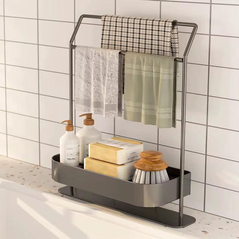 Carbon Steel Sink Caddy for Organizing Sponges and Dish Brushes in the Kitchen Sink Caddies