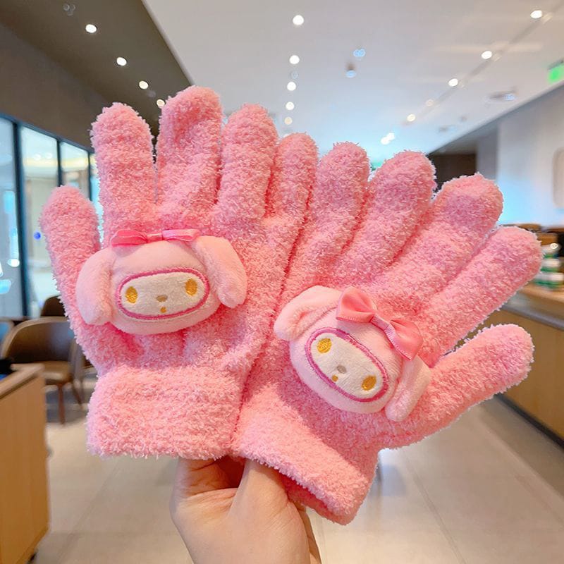 Cartoon Themed Woolen Winter Gloves for Kids and Adults Thermal Acrylic Knit