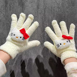 Cartoon Themed Woolen Winter Gloves for Kids and Adults Thermal Acrylic Knit