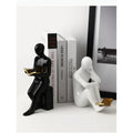 Ceramic Bookends Reader Shape Sculptures – Decorative Book Holder Set Home decor Bookends