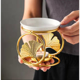 Ceramic Candle Holder & Essential Oil Burner Diffuser Furnace Warmer with Wood Base and Porcelain Lamp
