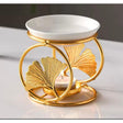 Ceramic Candle Holder & Essential Oil Burner Diffuser Furnace Warmer with Wood Base and Porcelain Lamp