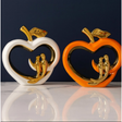 Ceramic Golden Bird Apple Figurine – White and Orange Light Luxury Decor