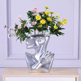 Ceramic Human Head Abstract Flower Vase Decor Flowers