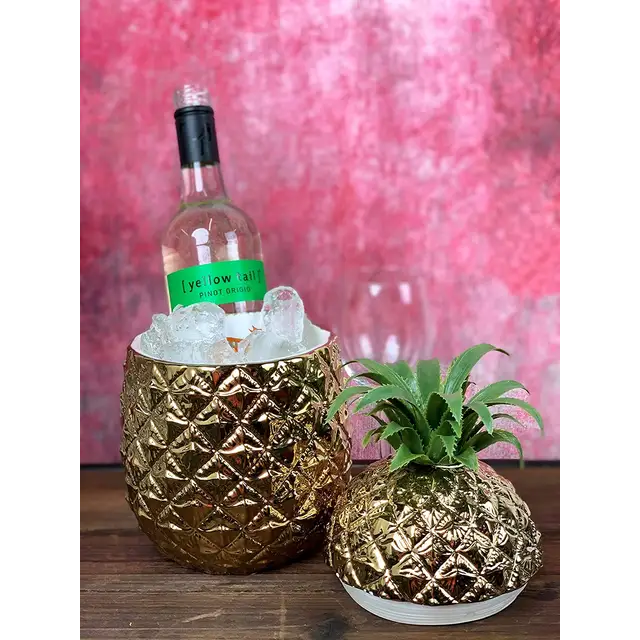 Ceramic Pineapple Canister with Green Leaf