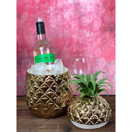 Ceramic Pineapple Canister with Green Leaf