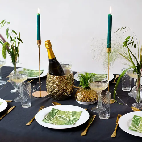Ceramic Pineapple Canister with Green Leaf