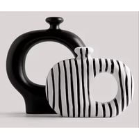 Ceramic Stripped Vase Set – Modern Decorative Design Living Room Decor Home Decor Decals