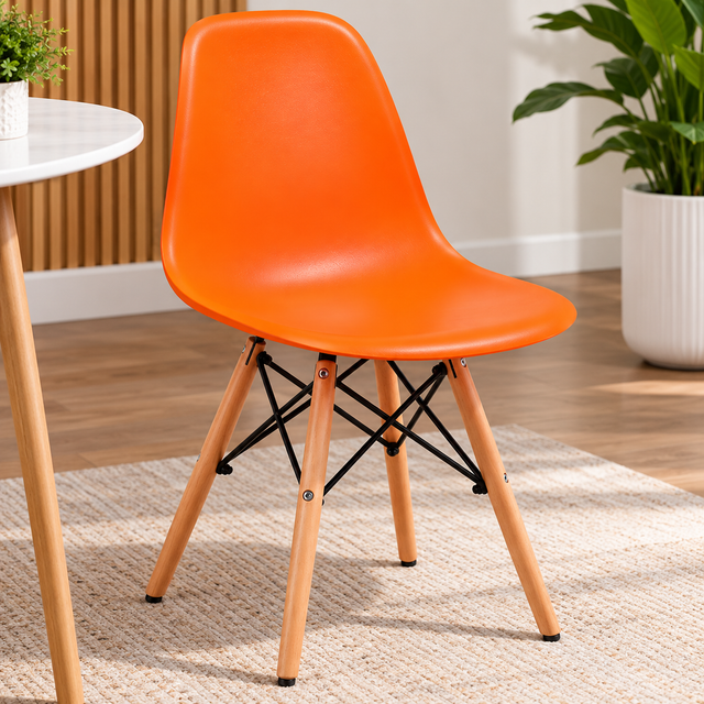 Eames-Style DSW Plastic Shell Chair - Wooden Eiffel Base Dining Chair Dining Chairs