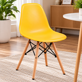 Eames-Style DSW Plastic Shell Chair - Wooden Eiffel Base Dining Chair Dining Chairs