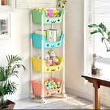 Children’s 4 Tier Toy Storage Rack with Wheels Compact Design