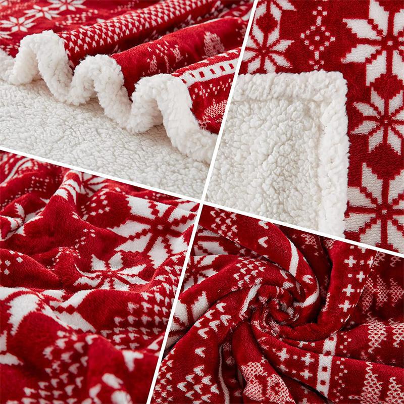 Christmas Fleece Throw Blanket Double-Sided Cozy Warm Blanket 130x150cm