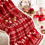 Christmas Fleece Throw Blanket Double-Sided Cozy Warm Blanket 130x150cm