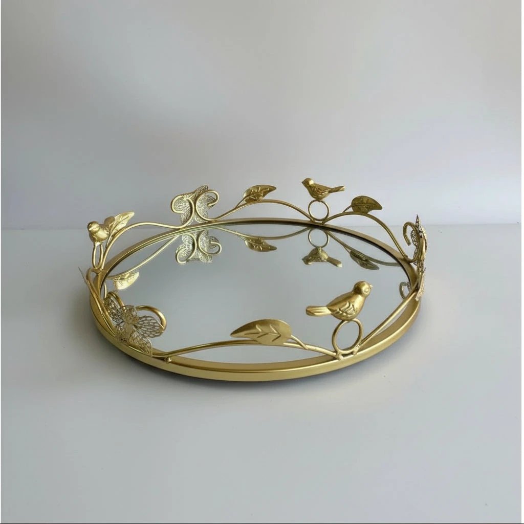 Circular European Style Decor Vanity Tray | Elegant Storage Solution. Decorative Trays