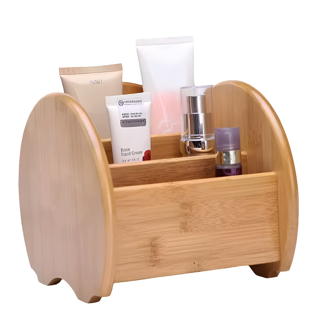 Classic Elegant Bamboo Desktop Organizer for Remote, Cutlery, and Stationery
