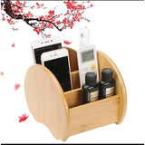 Classic Elegant Bamboo Desktop Organizer for Remote, Cutlery, and Stationery