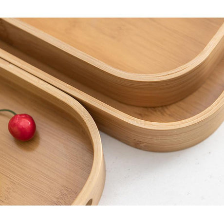 Classic Style Bamboo Tray 3 Piece Set | Square Wooden Serving Trays for Tea, Breakfast, and Party Use