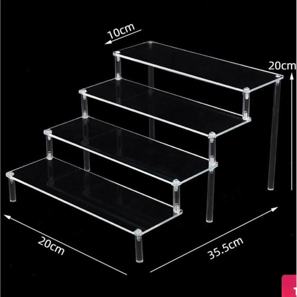 Clear Acrylic 4-Layer Perfume Stand – Tiered Display Rack (35.5x20x20cm) Cosmetic Organizer Jewelry Stands