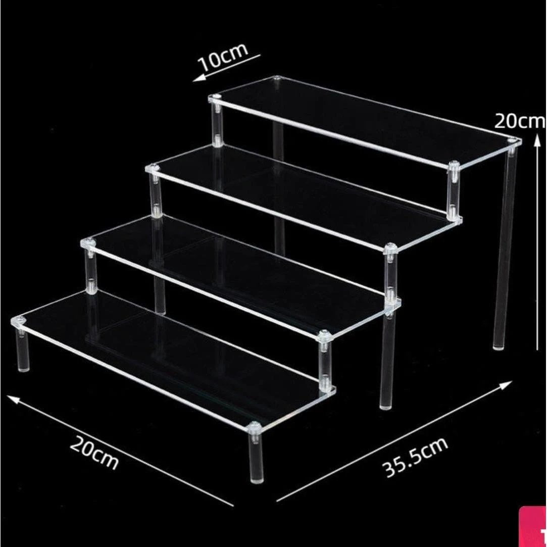 Clear Acrylic 4-Layer Perfume Stand – Tiered Display Rack (35.5x20x20cm) Cosmetic Organizer Jewelry Stands