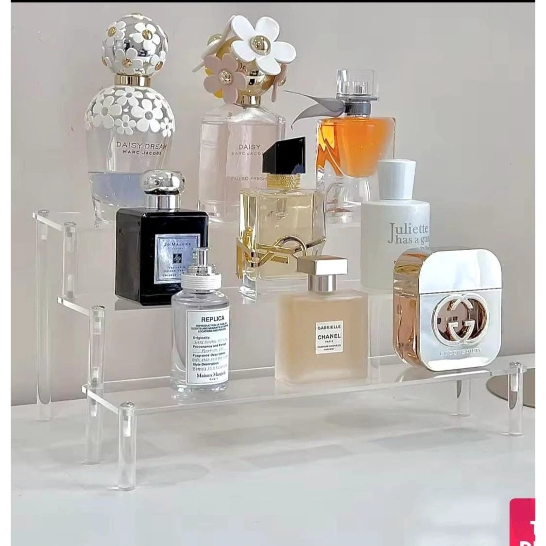 Clear Acrylic 4-Layer Perfume Stand – Tiered Display Rack (35.5x20x20cm) Cosmetic Organizer Jewelry Stands