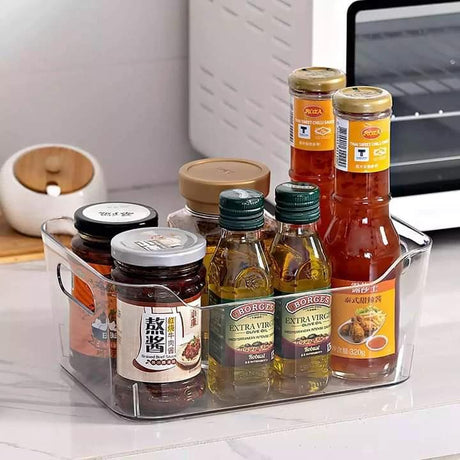 Clear Acrylic Multipurpose Organizer – 24.5 x 17.2 x 10.5 cm – Ideal for Fridge, Cosmetics, Kitchen Storage Storage Containers Household Storage Containers