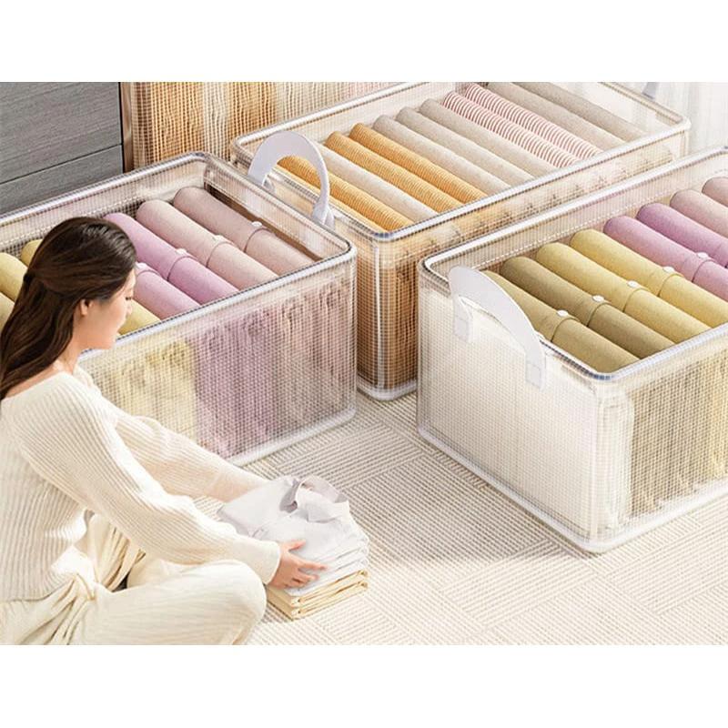 Clear Grid Steel Frame Storage Box Clothes Organizer for Pants Underwear & Socks Closet Systems Closet Organizers