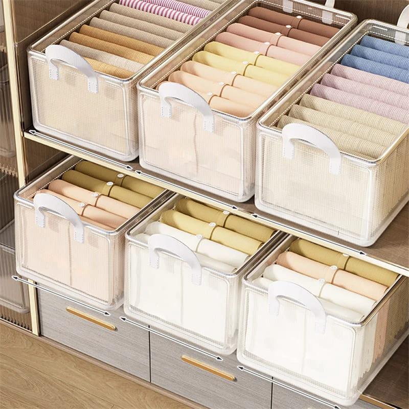 Clear Grid Steel Frame Storage Box Clothes Organizer for Pants Underwear & Socks Closet Systems Closet Organizers