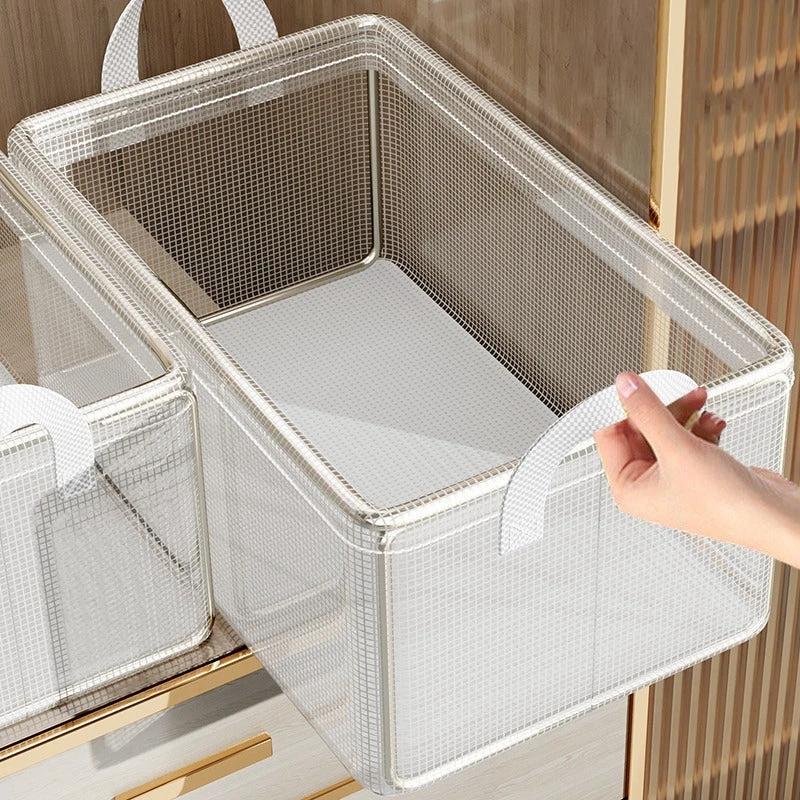 Clear Grid Steel Frame Storage Box Clothes Organizer for Pants Underwear & Socks Closet Systems Closet Organizers