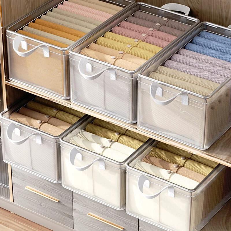 Clear Grid Steel Frame Storage Box Clothes Organizer for Pants Underwear & Socks Closet Systems Closet Organizers