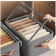 Closet Organizer with Cover | 50x30x26cm Storage Box - Grey,With handles,Foldable,Space Saving,
