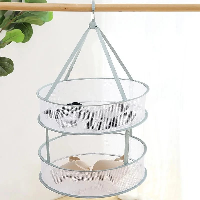 Clothes Drying Basket Double layer Hanging Net Pocket