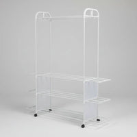 Clothing Rack with Wheels and 3 Metal Shelves Garment Racks